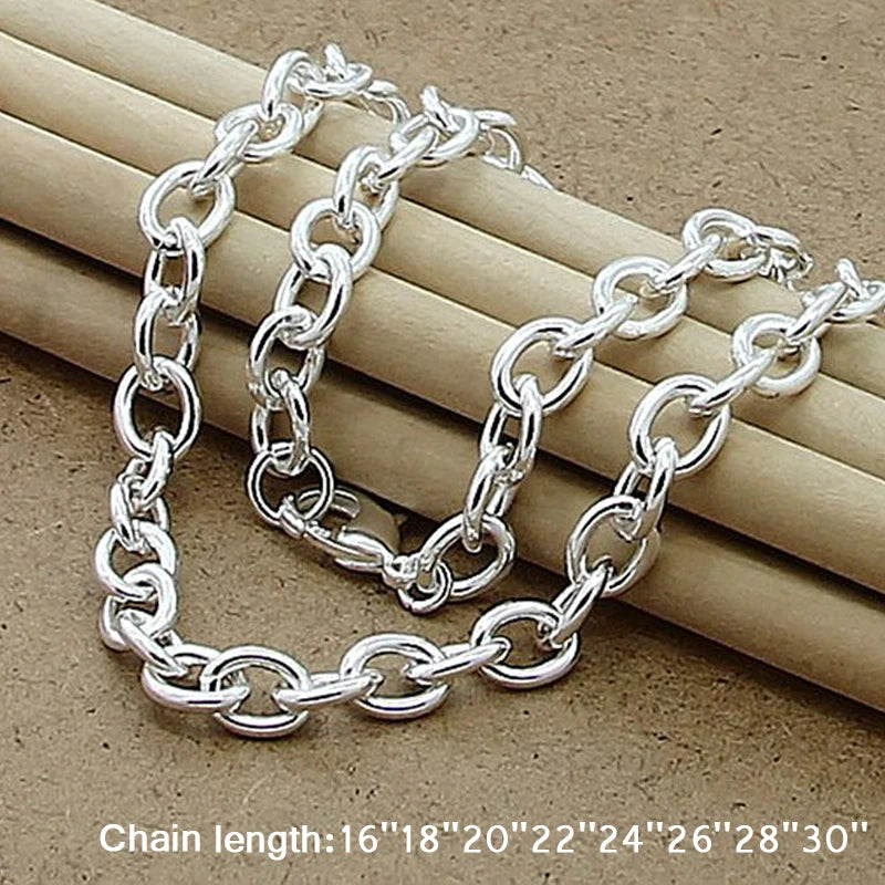 MaisonVerde® 925 Sterling Silver Chain Necklace – Classic Thick Link Design with Lobster Clasp | Unisex Silver Jewelry for Men & Women