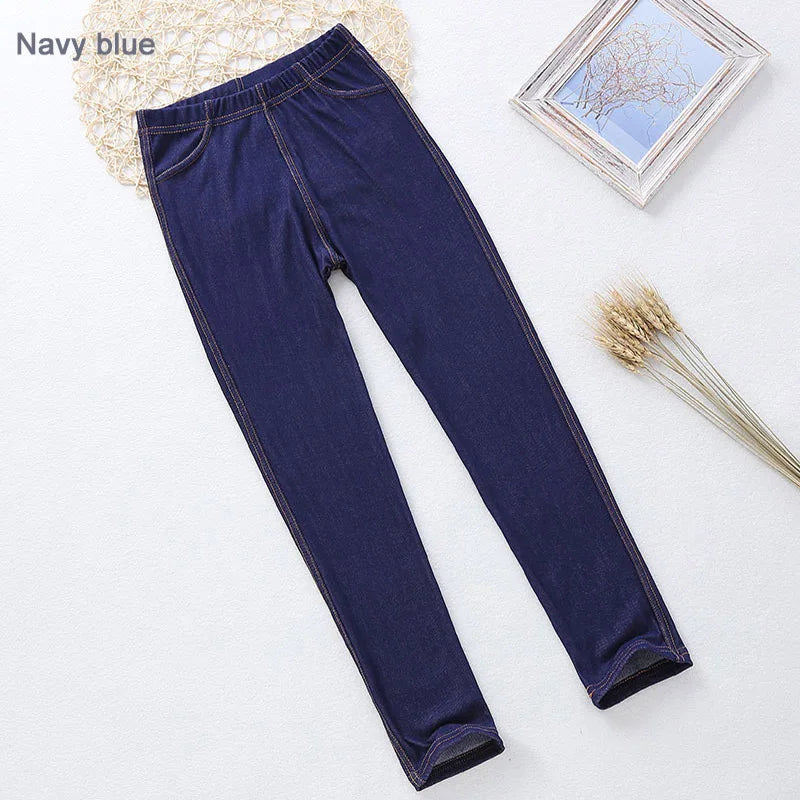 MaisonVerde® Girls’ Elastic Skinny Pants – Solid Colour Stretch Trousers (3–12 Years)
