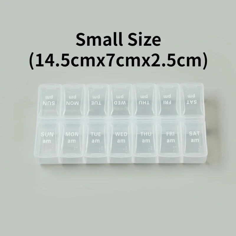 MaisonVerde® Weekly Travel Pill Organizer – 7-Day Compact Pill Box with 14 Compartments | AM/PM Storage for Vitamins, Tablets & Fish Oils
