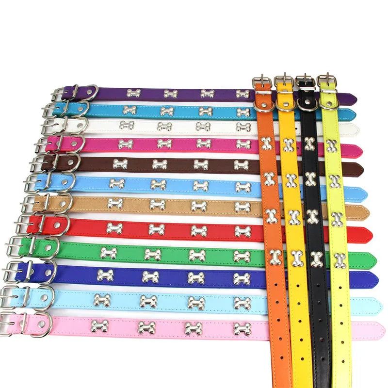 Bone Leather Durable Pet Dog Collar – Adjustable, Stylish & Comfortable for Small to Large Dogs