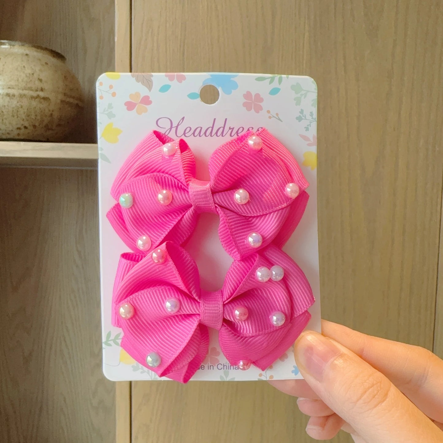 MaisonVerde® 2-Piece Hair Bow Clips – Fashion Ribbon Barrettes for Girls | Solid Colour Cheer Hair Accessories