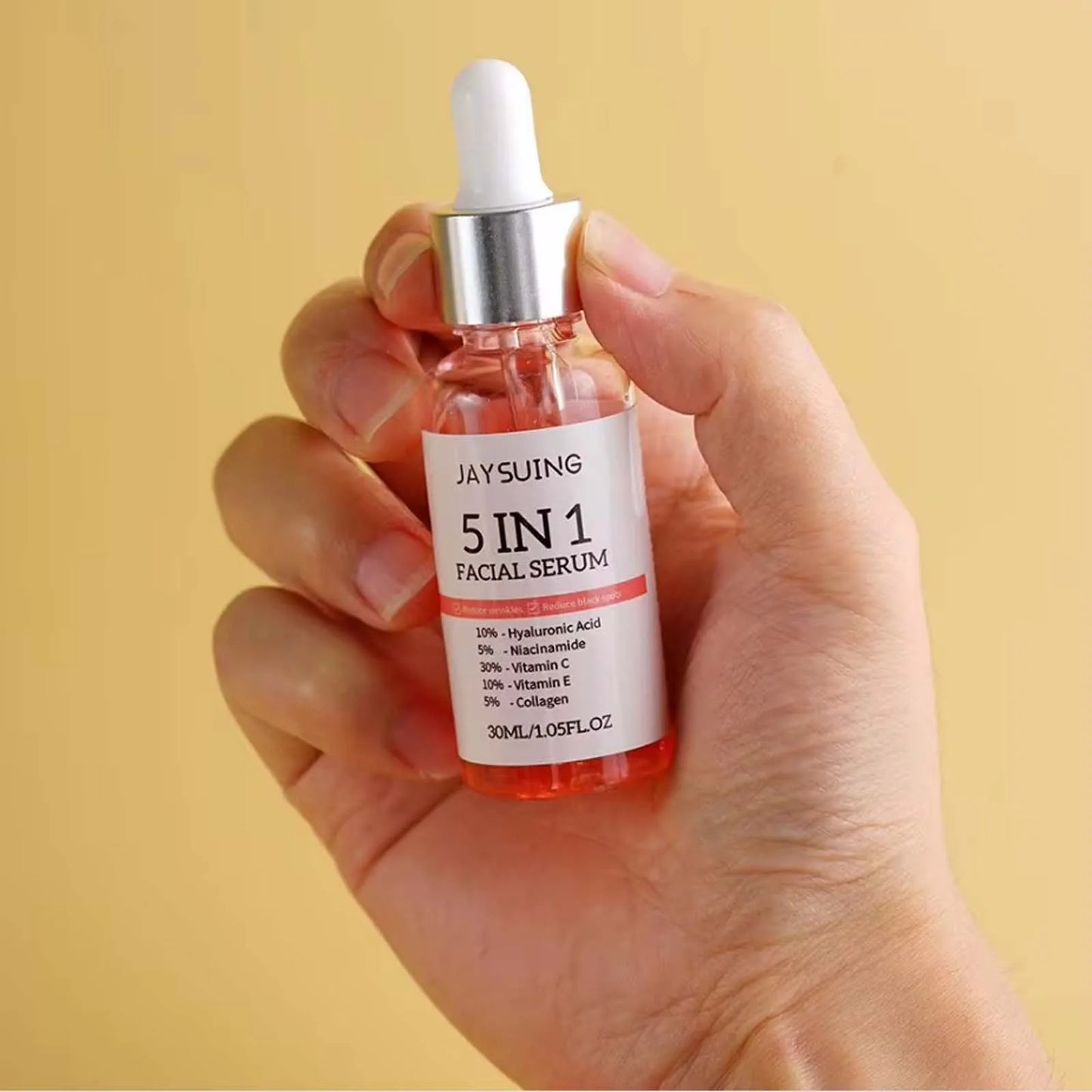 MaisonVerde® 5-in-1 Facial Serum – Hyaluronic Acid + Vitamin C + Niacinamide | Deep Hydration, Pore Care, Fine Line Reduction, Brightening, Firming