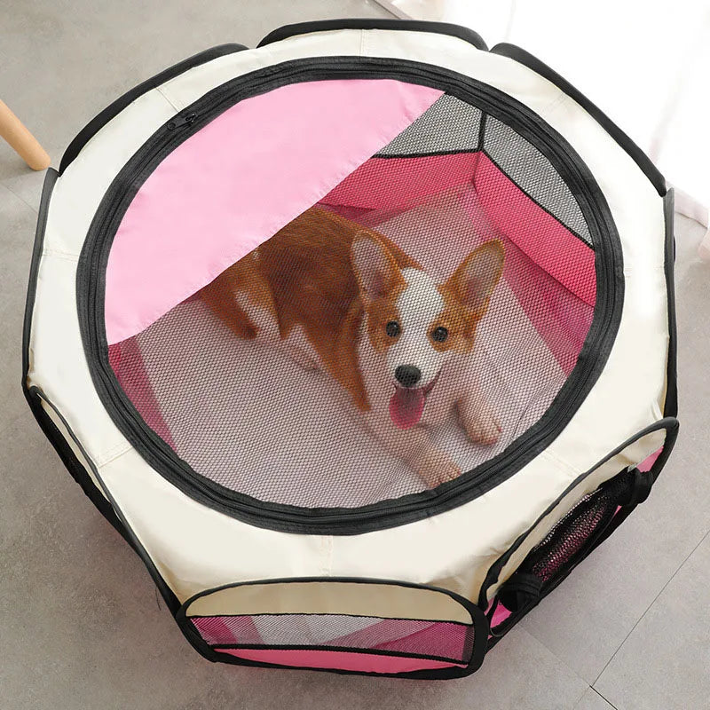 Foldable Pet Playpen & Nest – Octagonal Cat & Dog Tent for Indoor/Outdoor Use