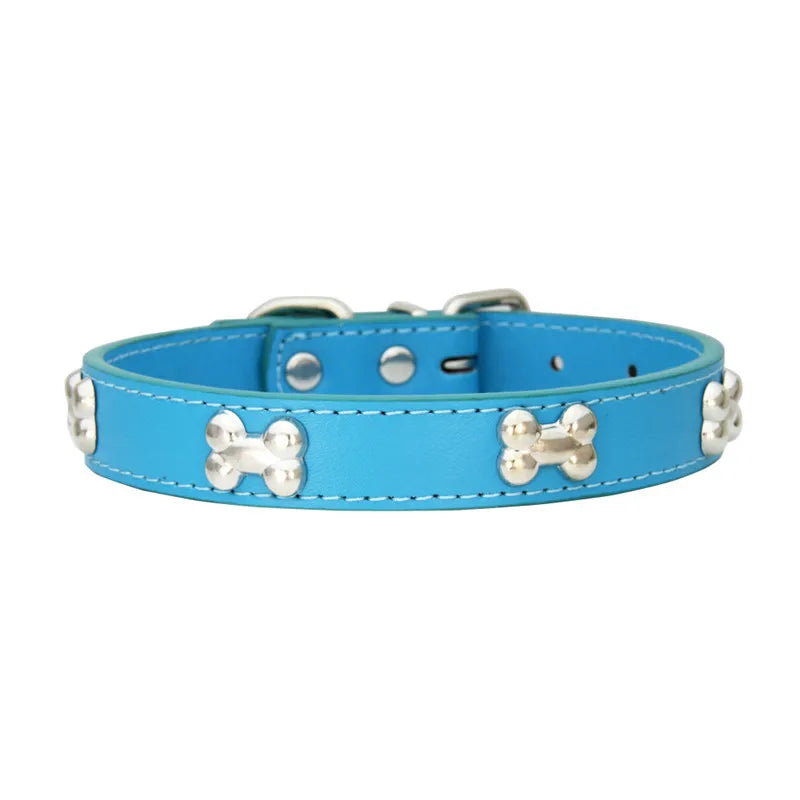 Bone Leather Durable Pet Dog Collar – Adjustable, Stylish & Comfortable for Small to Large Dogs