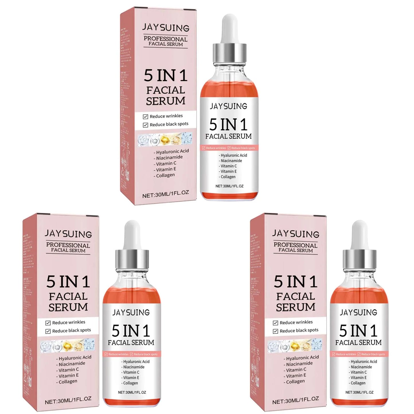 MaisonVerde® 5-in-1 Facial Serum – Hyaluronic Acid + Vitamin C + Niacinamide | Deep Hydration, Pore Care, Fine Line Reduction, Brightening, Firming