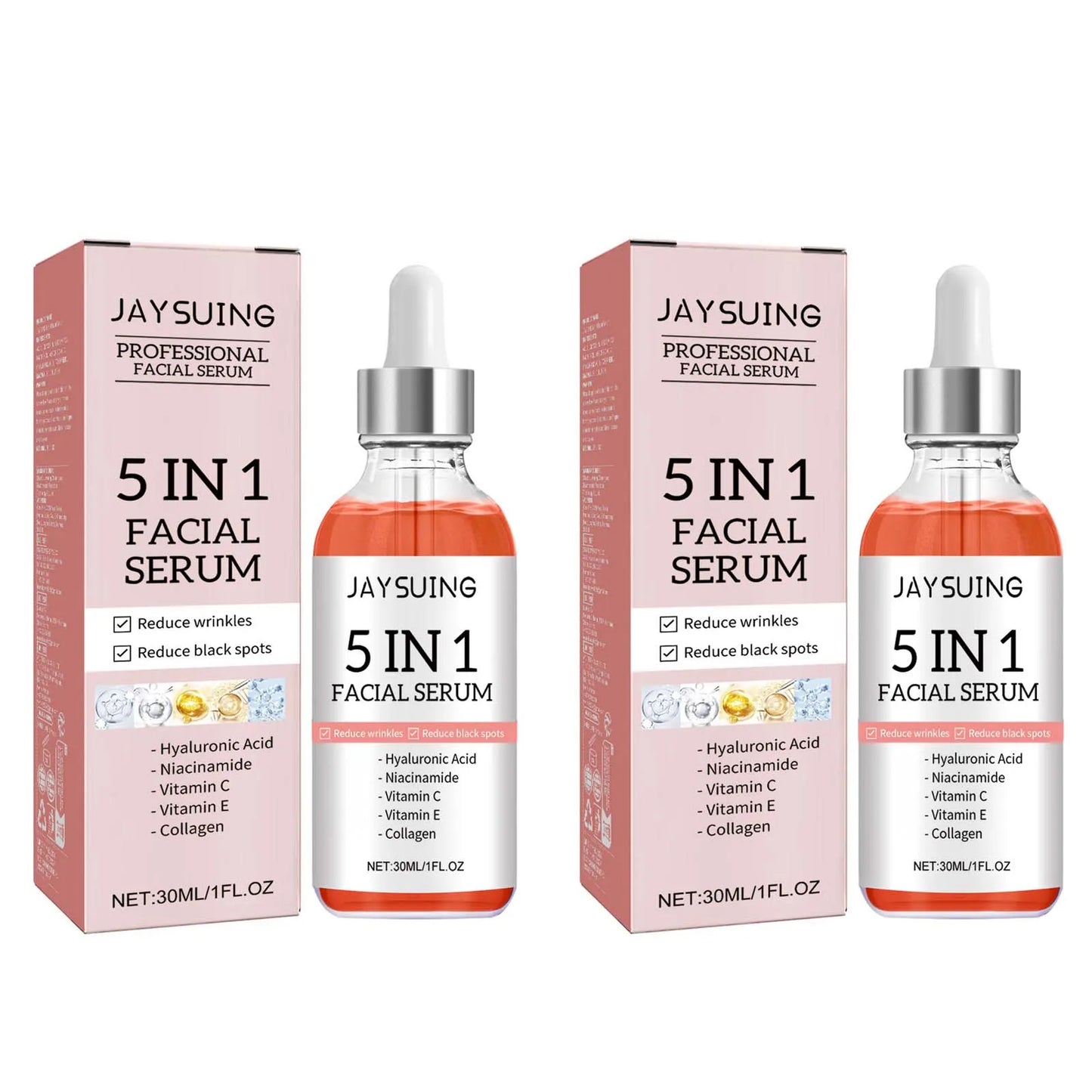 MaisonVerde® 5-in-1 Facial Serum – Hyaluronic Acid + Vitamin C + Niacinamide | Deep Hydration, Pore Care, Fine Line Reduction, Brightening, Firming