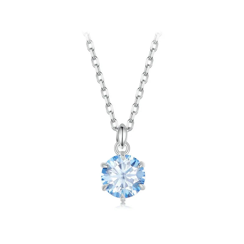 MaisonVerde® Bamoer U 1CT Light Blue Moissanite Necklace – 925 Sterling Silver Diamond-Tested Pendant with Gift Box | Elegant Jewelry for Her