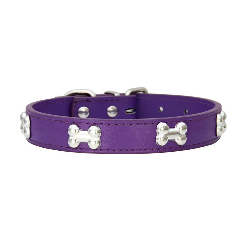 Bone Leather Durable Pet Dog Collar – Adjustable, Stylish & Comfortable for Small to Large Dogs