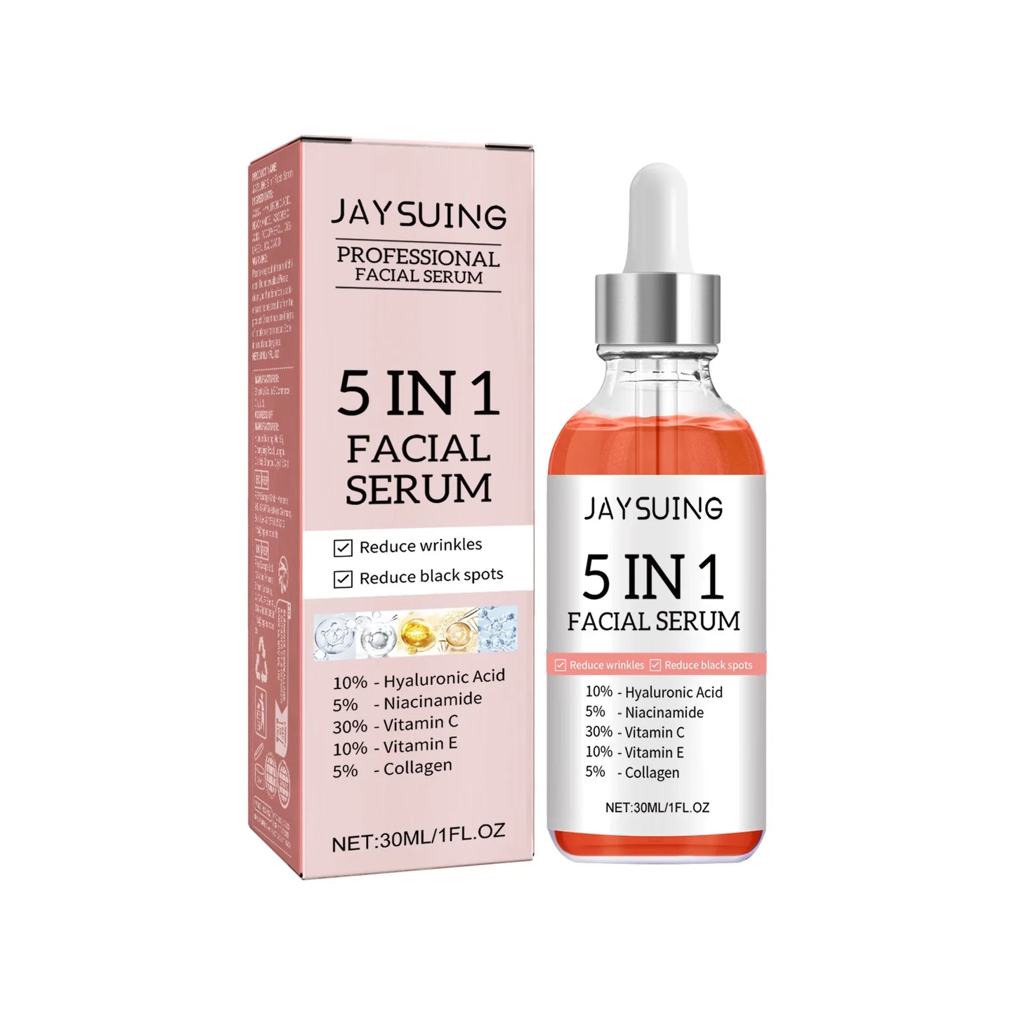 MaisonVerde® 5-in-1 Facial Serum – Hyaluronic Acid + Vitamin C + Niacinamide | Deep Hydration, Pore Care, Fine Line Reduction, Brightening, Firming