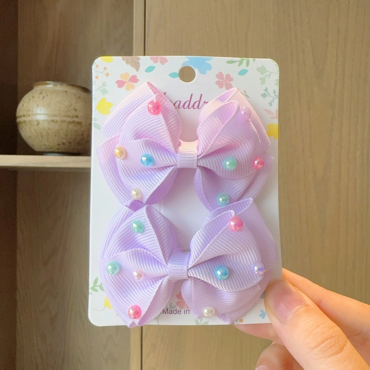 MaisonVerde® 2-Piece Hair Bow Clips – Fashion Ribbon Barrettes for Girls | Solid Colour Cheer Hair Accessories