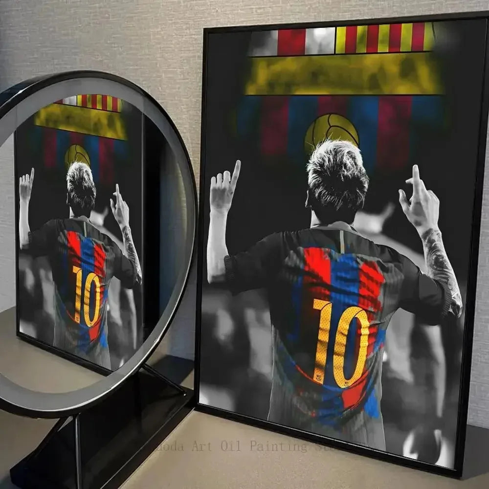 Football Star Canvas Poster – Messi Wall Art Self‑Adhesive Waterproof Print for Home, Bar & Café Decor