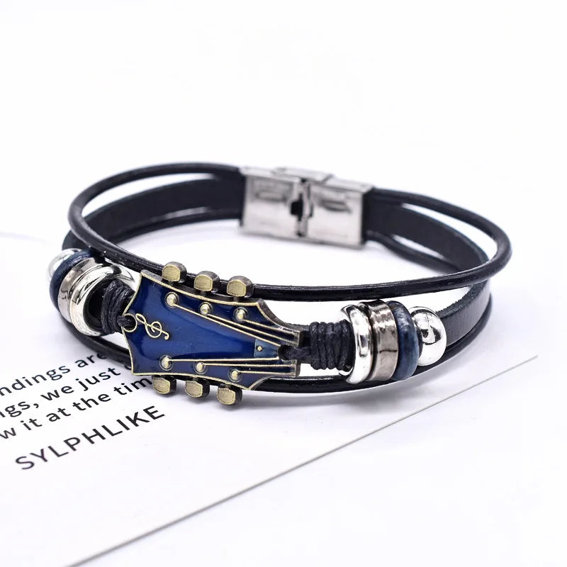 MaisonVerde® Men's Braided Leather Bracelet – Flag-Inspired Design, Zinc Alloy Clasp | 20.5cm Trendy Fashion Bangle for Daily Wear