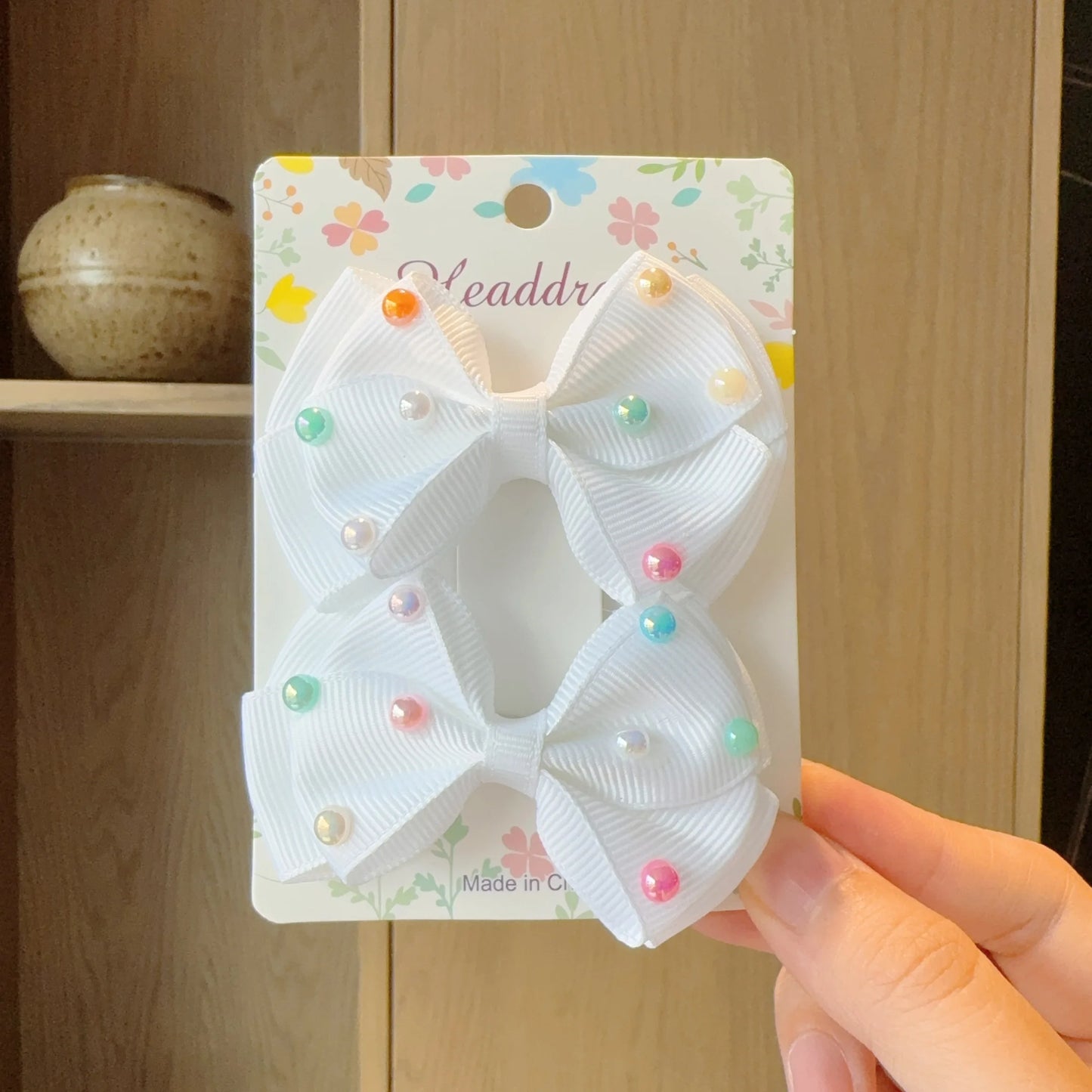 MaisonVerde® 2-Piece Hair Bow Clips – Fashion Ribbon Barrettes for Girls | Solid Colour Cheer Hair Accessories