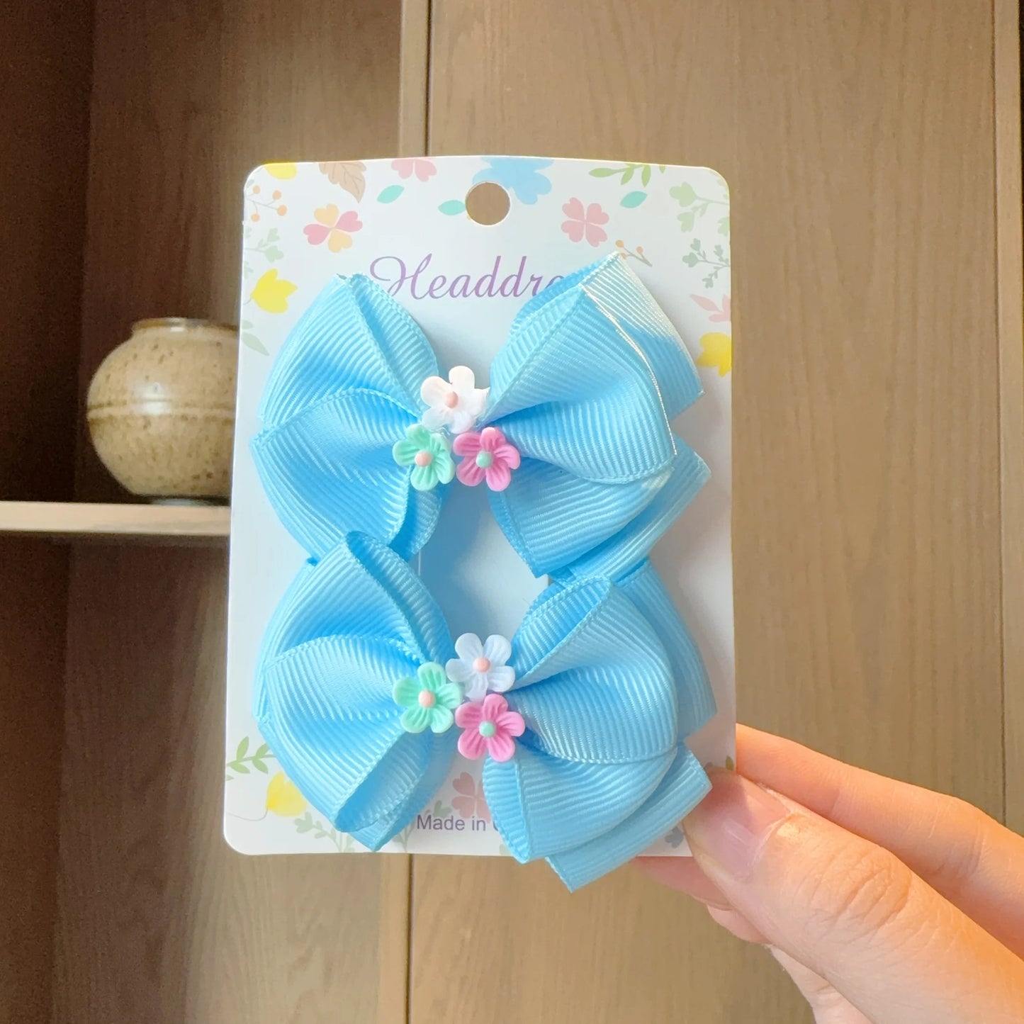 MaisonVerde® 2-Piece Hair Bow Clips – Fashion Ribbon Barrettes for Girls | Solid Colour Cheer Hair Accessories