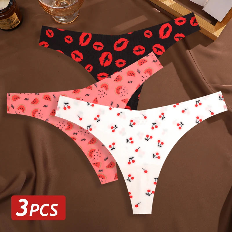 MaisonVerde® 3-Pack Ice Silk G-String Panties – Seamless Low-Rise Thongs for Women | Leopard & Butterfly Print Breathable Lingerie