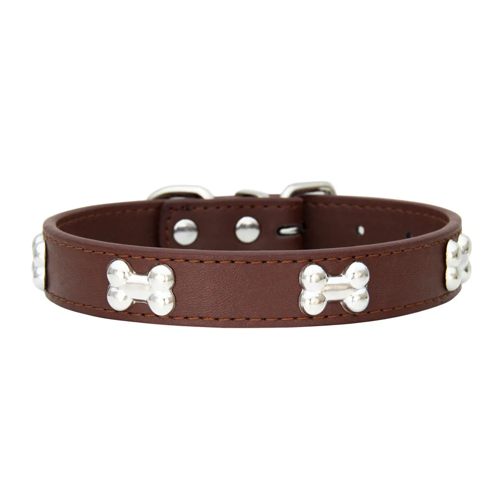 Bone Leather Durable Pet Dog Collar – Adjustable, Stylish & Comfortable for Small to Large Dogs
