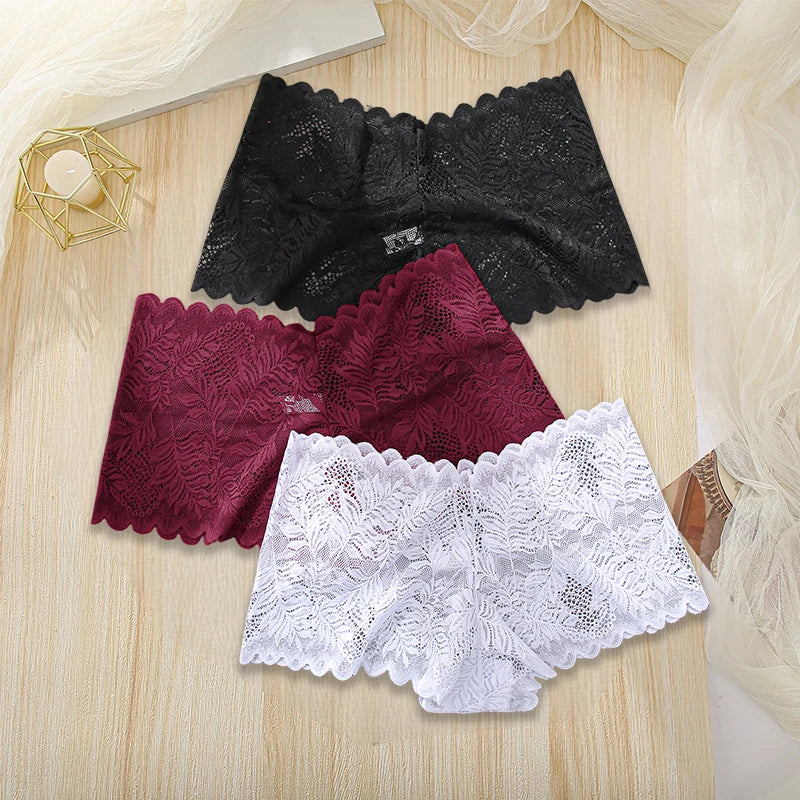 MaisonVerde® 3-Pack Seamless Lace Briefs for Women – Floral Edge Low-Rise Panties | Soft, Seductive, Everyday Comfort Underwear