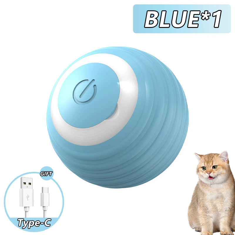 SmartPounce™ Interactive Cat Ball – Rechargeable, Auto-Rolling, Faux Tail, Silent, Silicone | MaisonVerde