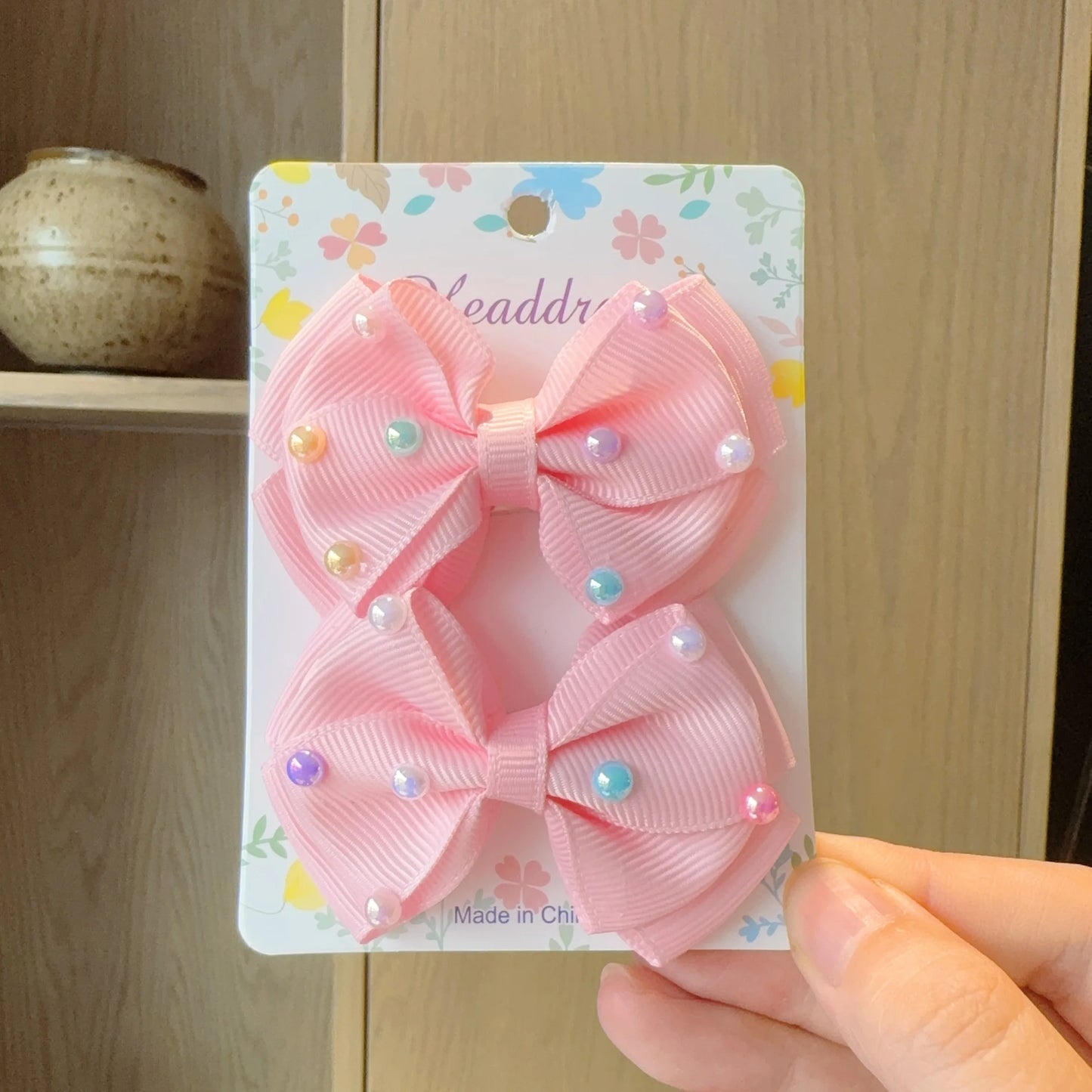 MaisonVerde® 2-Piece Hair Bow Clips – Fashion Ribbon Barrettes for Girls | Solid Colour Cheer Hair Accessories