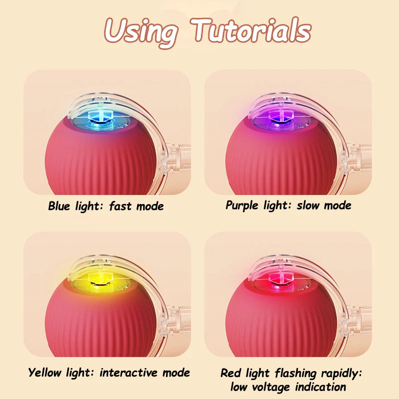 SmartPounce™ Interactive Cat Ball – Rechargeable, Auto-Rolling, Faux Tail, Silent, Silicone | MaisonVerde