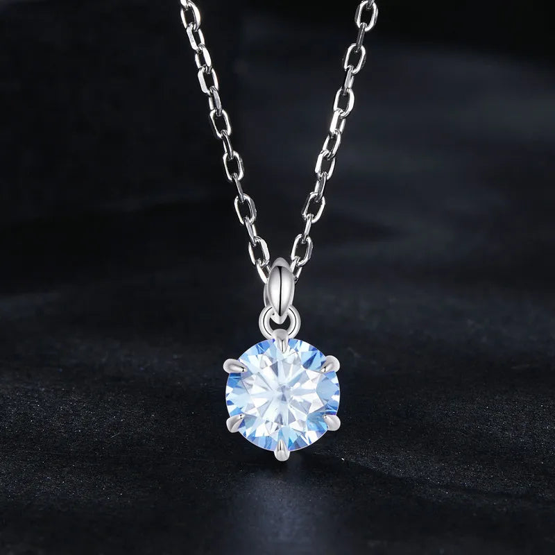 MaisonVerde® Bamoer U 1CT Light Blue Moissanite Necklace – 925 Sterling Silver Diamond-Tested Pendant with Gift Box | Elegant Jewelry for Her