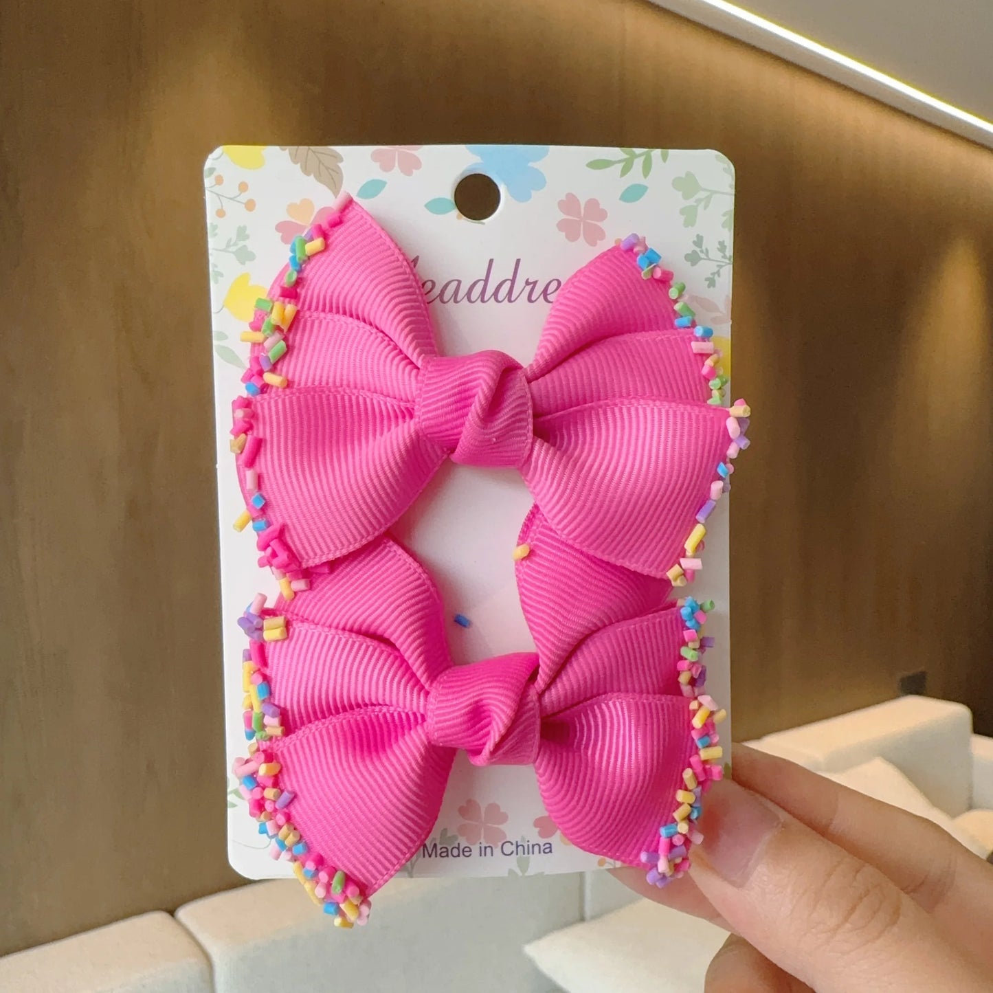MaisonVerde® 2-Piece Hair Bow Clips – Fashion Ribbon Barrettes for Girls | Solid Colour Cheer Hair Accessories