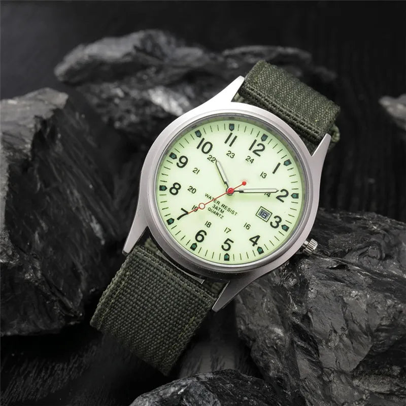 MaisonVerde® Men’s Casual Leather Quartz Watch – Black Military Sport Style with Date Display | Lightweight Student Gift Watch