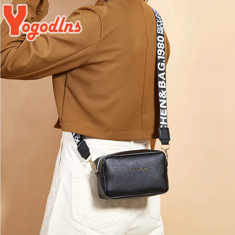 MaisonVerde® Mini Square Crossbody Bag – PU Leather Shoulder Bag with Letter Strap | Soft Fashion Handbag for Women