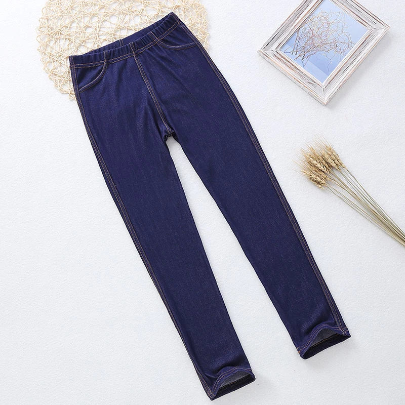 MaisonVerde® Girls’ Elastic Skinny Pants – Solid Colour Stretch Trousers (3–12 Years)