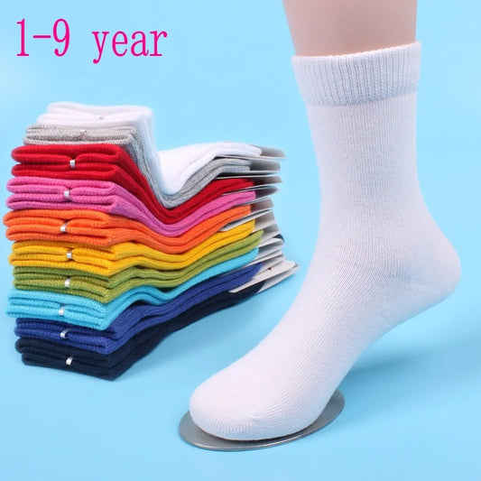 MaisonVerde® 20-Piece (10 Pair) Kids’ Cotton Socks – Candy Colours for Boys & Girls, 1–9 Years