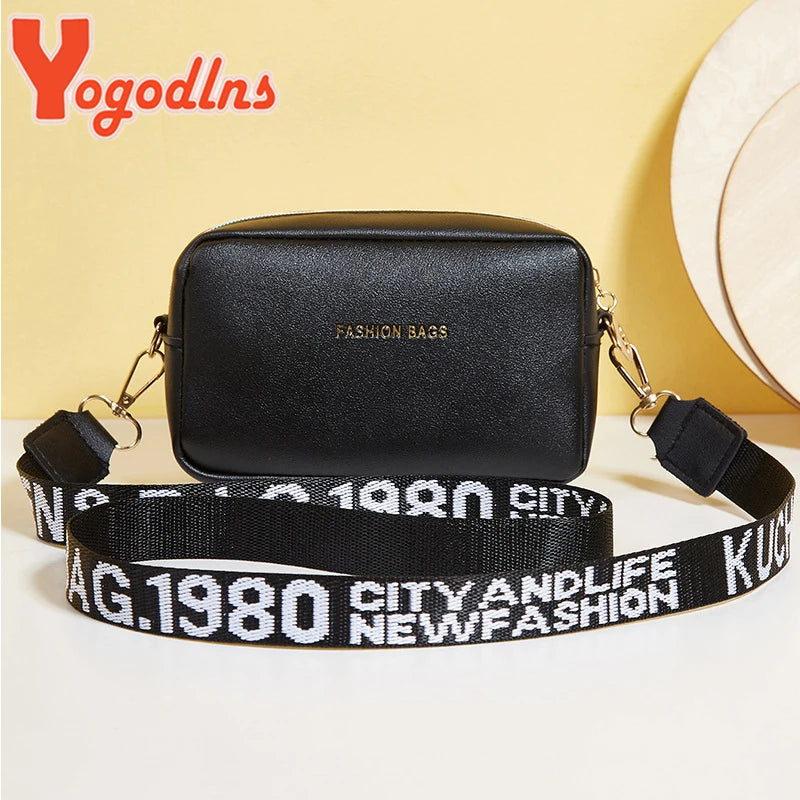 MaisonVerde® Mini Square Crossbody Bag – PU Leather Shoulder Bag with Letter Strap | Soft Fashion Handbag for Women