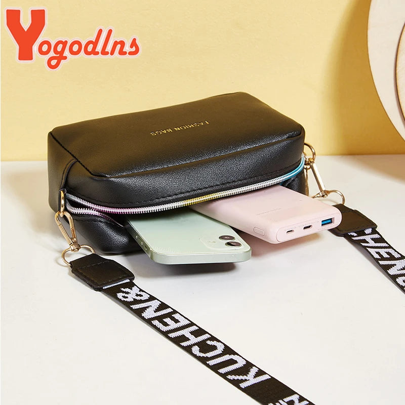 MaisonVerde® Mini Square Crossbody Bag – PU Leather Shoulder Bag with Letter Strap | Soft Fashion Handbag for Women
