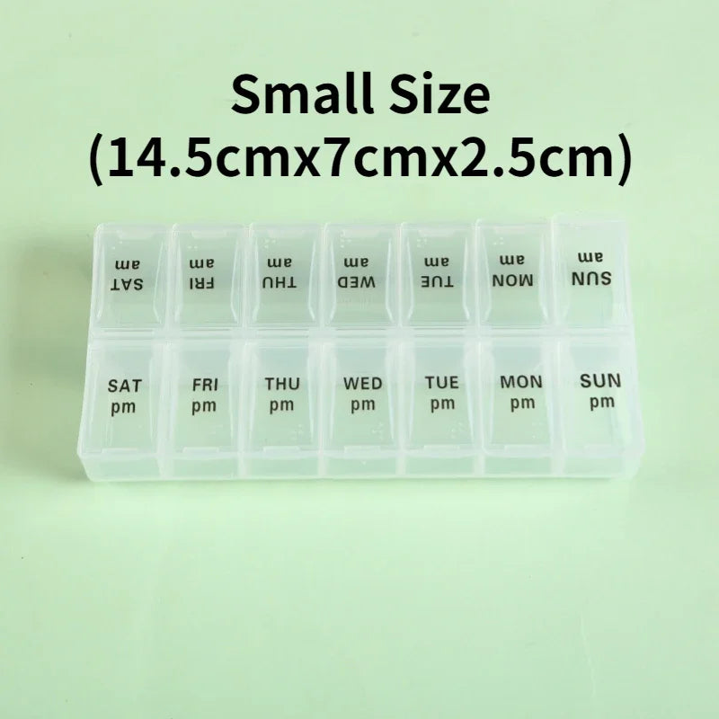 MaisonVerde® Weekly Travel Pill Organizer – 7-Day Compact Pill Box with 14 Compartments | AM/PM Storage for Vitamins, Tablets & Fish Oils