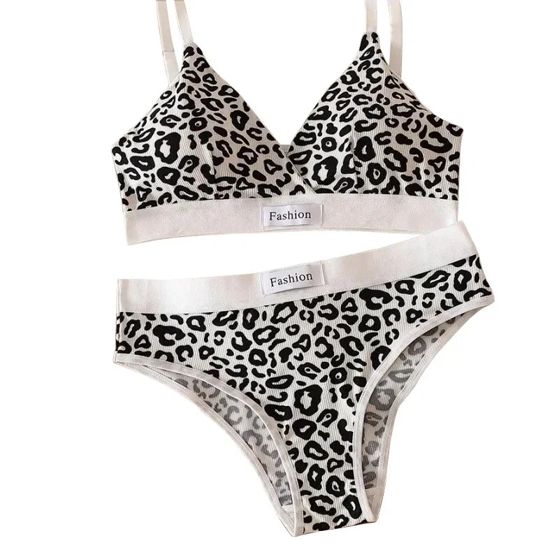MaisonVerde® Leopard Print Seamless Bra & Brief Set – Wireless Summer Lingerie with Adjustable Straps | Sexy Traceless Comfort