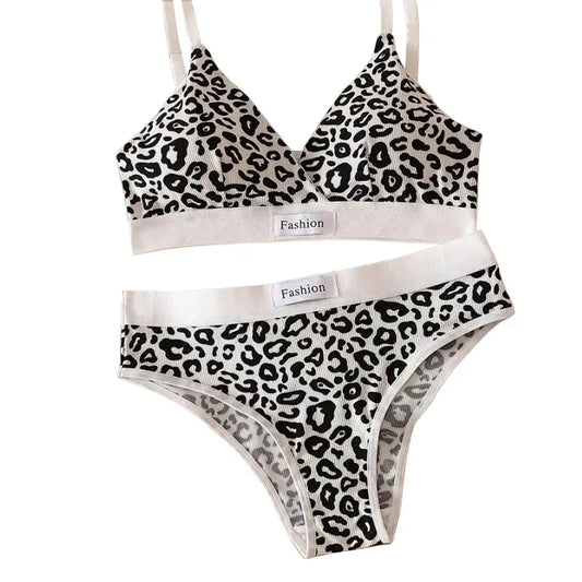 MaisonVerde® Leopard Print Seamless Bra & Brief Set – Wireless Summer Lingerie with Adjustable Straps | Sexy Traceless Comfort