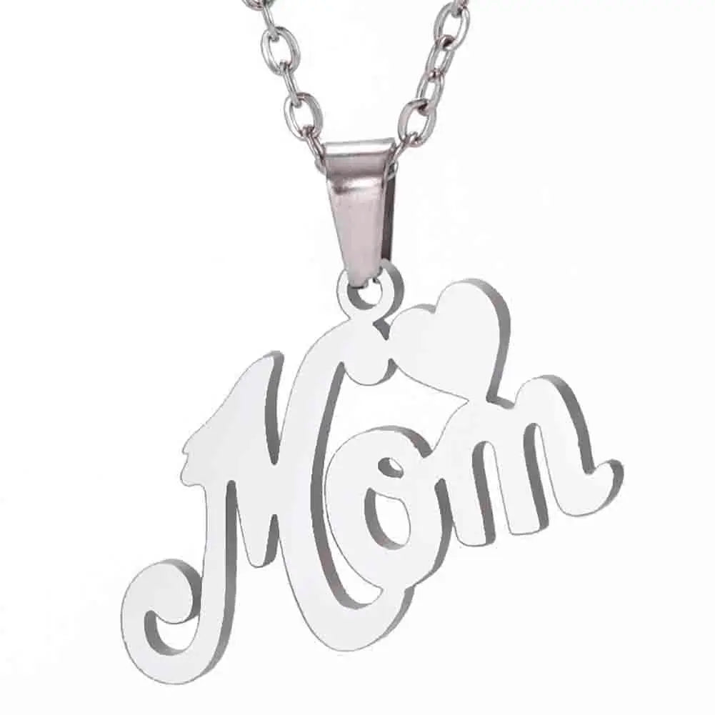 MaisonVerde® "Mama" Heart Pendant Necklace – Stainless Steel Love Letter Jewelry Gift for Women | Elegant Mother’s Day Necklace