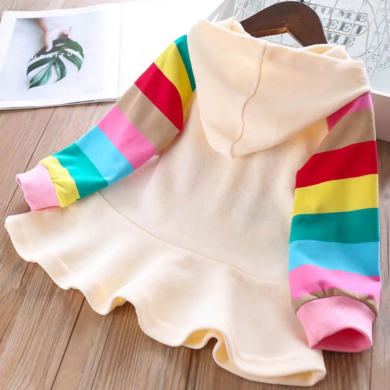 Melario Girls’ Rainbow Striped Dress – Long Sleeve Princess Dress for Autumn & Winter | Maison Verde (Ages 2–6)