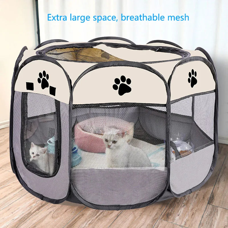 Foldable Pet Playpen & Nest – Octagonal Cat & Dog Tent for Indoor/Outdoor Use