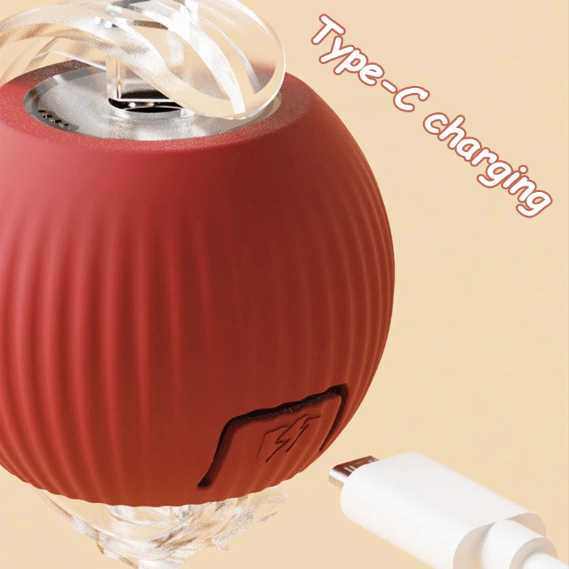 SmartPounce™ Interactive Cat Ball – Rechargeable, Auto-Rolling, Faux Tail, Silent, Silicone | MaisonVerde