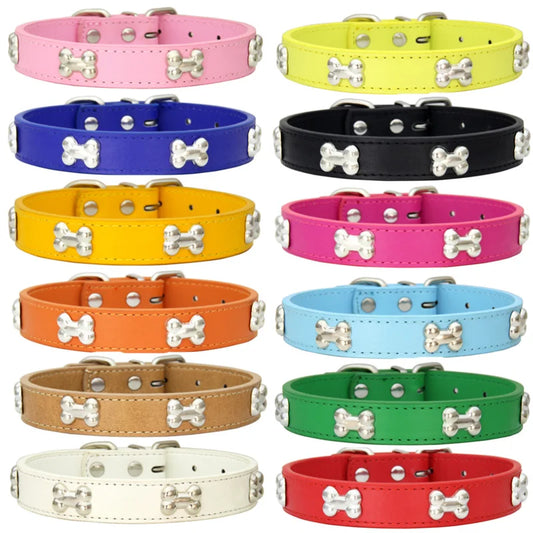 Bone Leather Durable Pet Dog Collar – Adjustable, Stylish & Comfortable for Small to Large Dogs