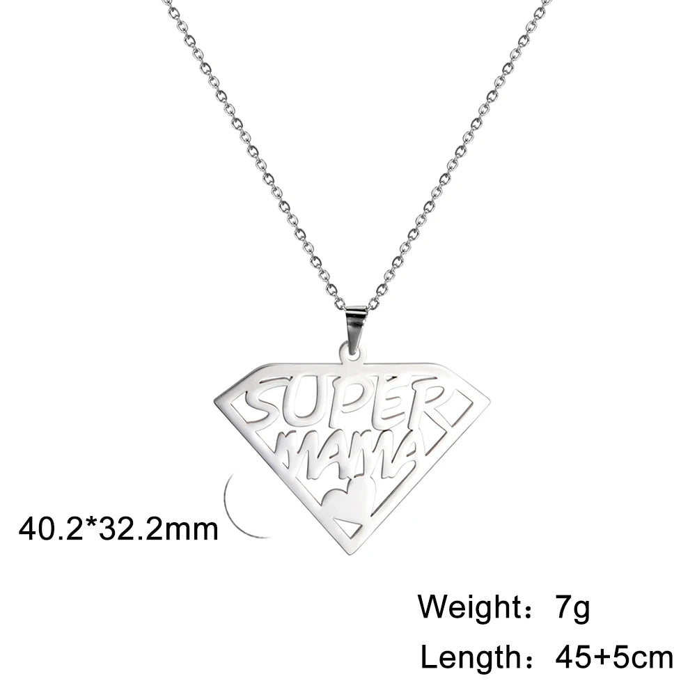 MaisonVerde® "Mama" Heart Pendant Necklace – Stainless Steel Love Letter Jewelry Gift for Women | Elegant Mother’s Day Necklace