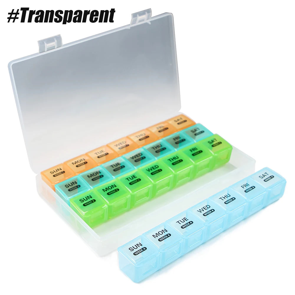 MaisonVerde® Extra-Large 28-Day Pill Organizer – 4-Week Medicine & Vitamin Case with Weekly Travel Trays | BPA-Free Monthly Supplement Box
