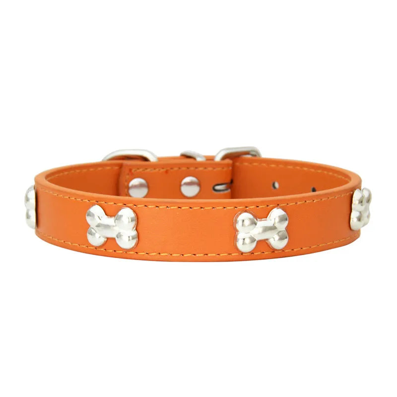 Bone Leather Durable Pet Dog Collar – Adjustable, Stylish & Comfortable for Small to Large Dogs