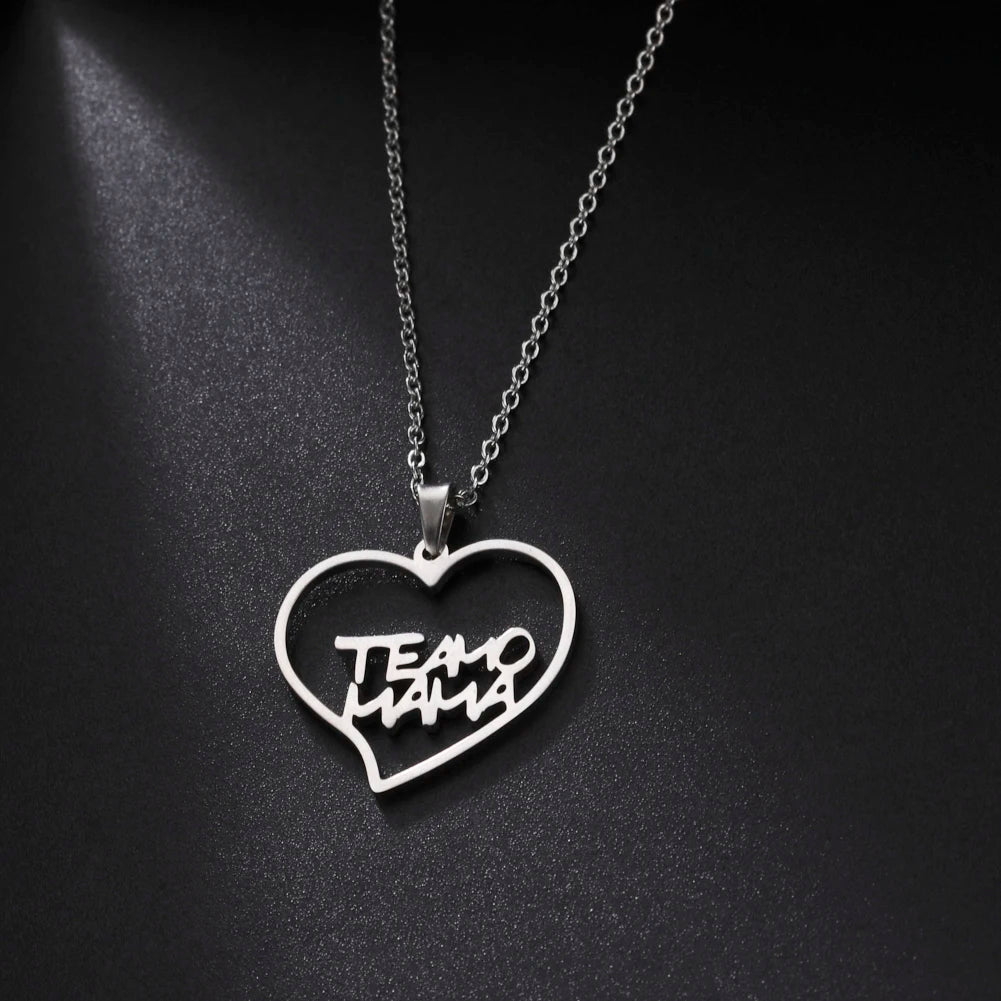 MaisonVerde® "Mama" Heart Pendant Necklace – Stainless Steel Love Letter Jewelry Gift for Women | Elegant Mother’s Day Necklace