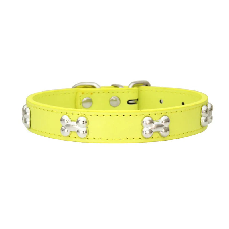 Bone Leather Durable Pet Dog Collar – Adjustable, Stylish & Comfortable for Small to Large Dogs