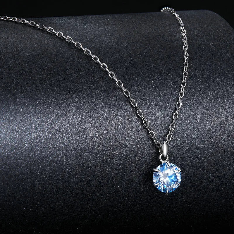 MaisonVerde® Bamoer U 1CT Light Blue Moissanite Necklace – 925 Sterling Silver Diamond-Tested Pendant with Gift Box | Elegant Jewelry for Her