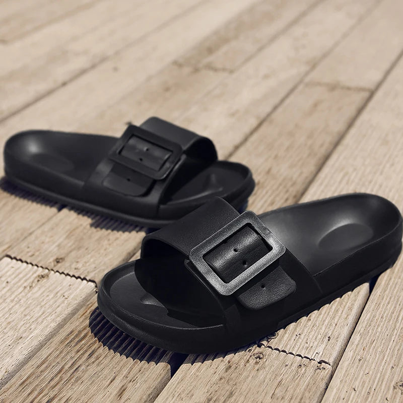 Shevalues® Women’s Summer EVA Slides – Adjustable Buckle Non-Slip Flat Sandals | Lightweight Indoor & Outdoor Beach Slippers
