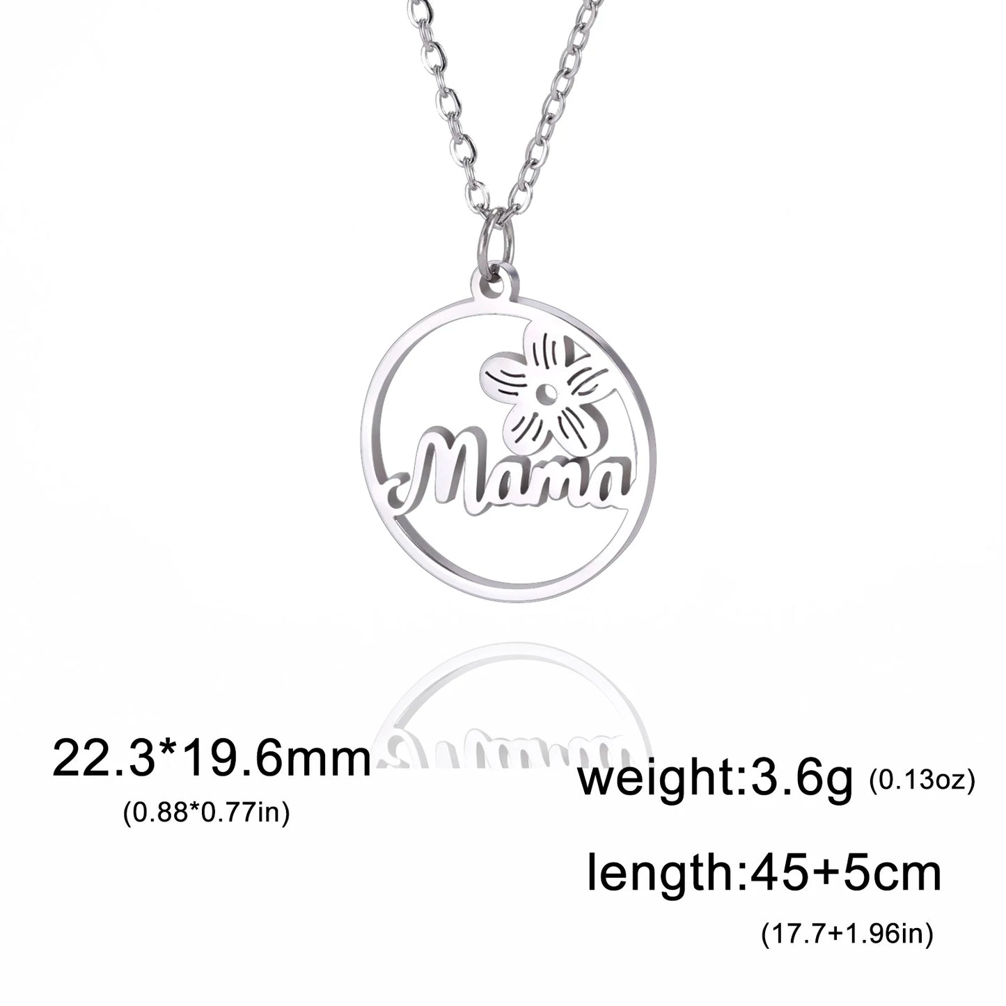 MaisonVerde® "Mama" Heart Pendant Necklace – Stainless Steel Love Letter Jewelry Gift for Women | Elegant Mother’s Day Necklace