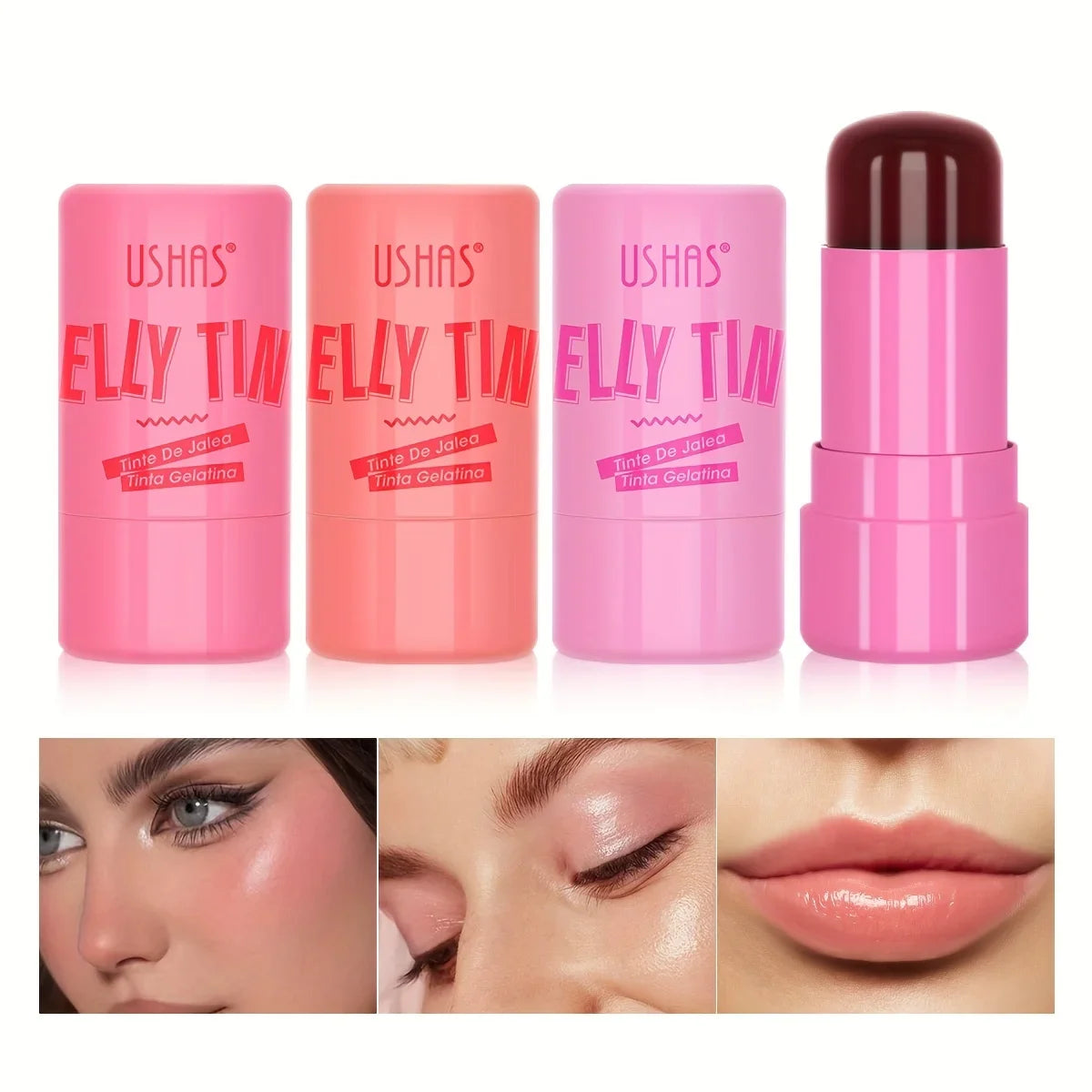 4 Colours Jelly Blush Stick – 3‑in‑1 Matte Blush, Lip Balm & Eyeshadow
