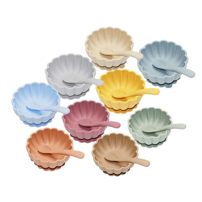 MaisonVerde® 3-Piece Silicone Baby Feeding Set – Suction Bowl with Fork & Spoon | BPA-Free, Non-Slip, Waterproof Tableware